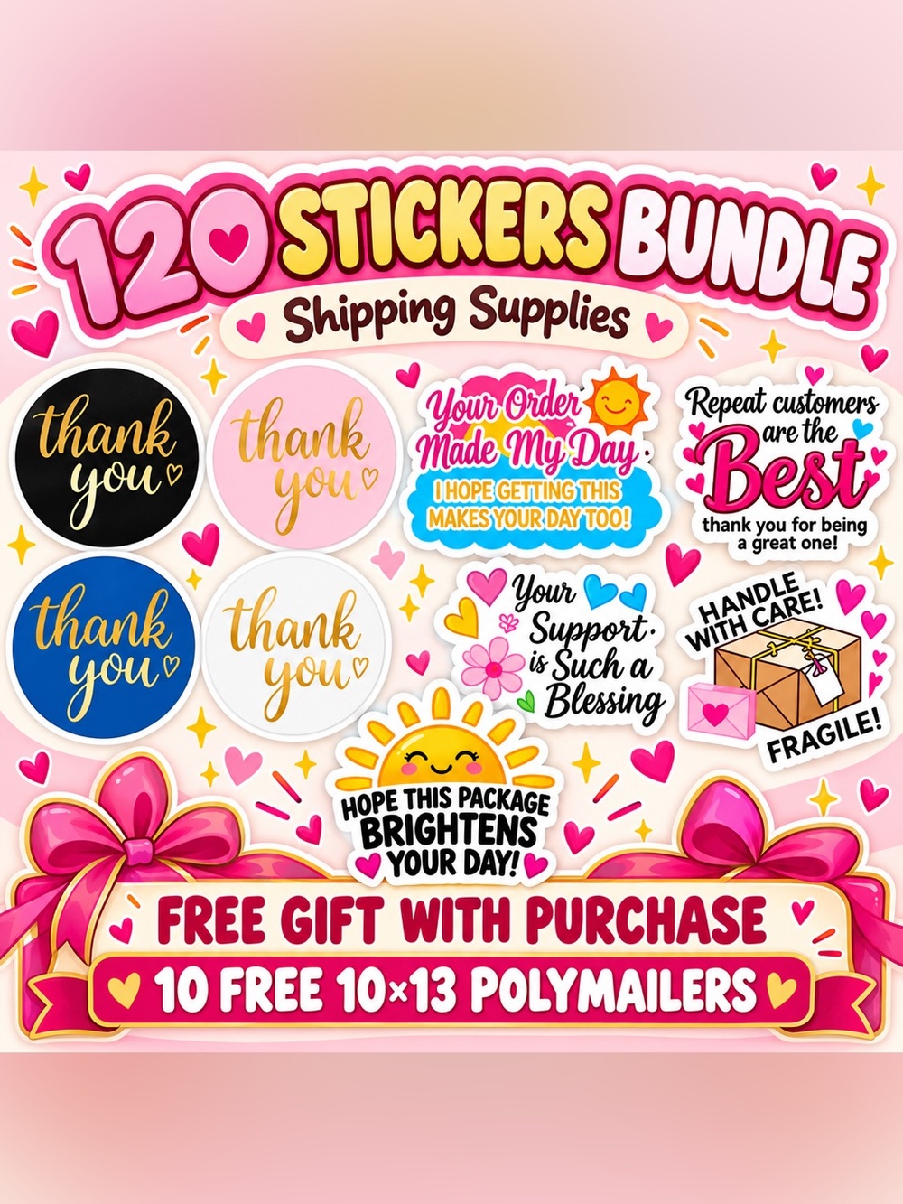 120 Piece Shipping Sticker Bundle